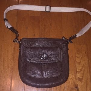 Coach brown leather cross body bag